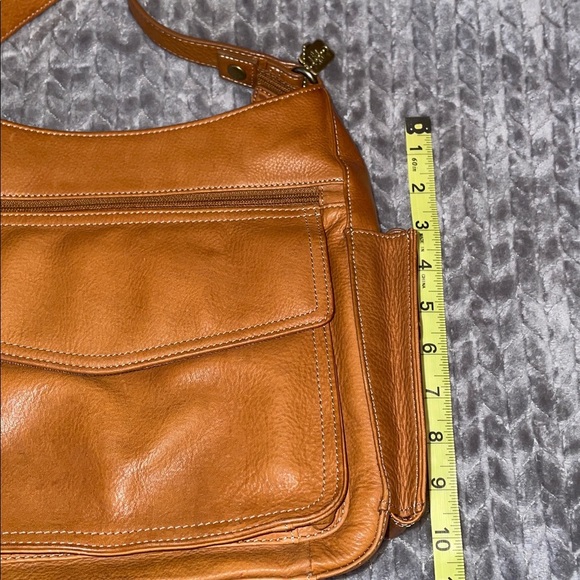 Fossill Vintage Brown Pebbled Leather Shoulder Bag.  Multiple compartments. - Picture 13 of 16